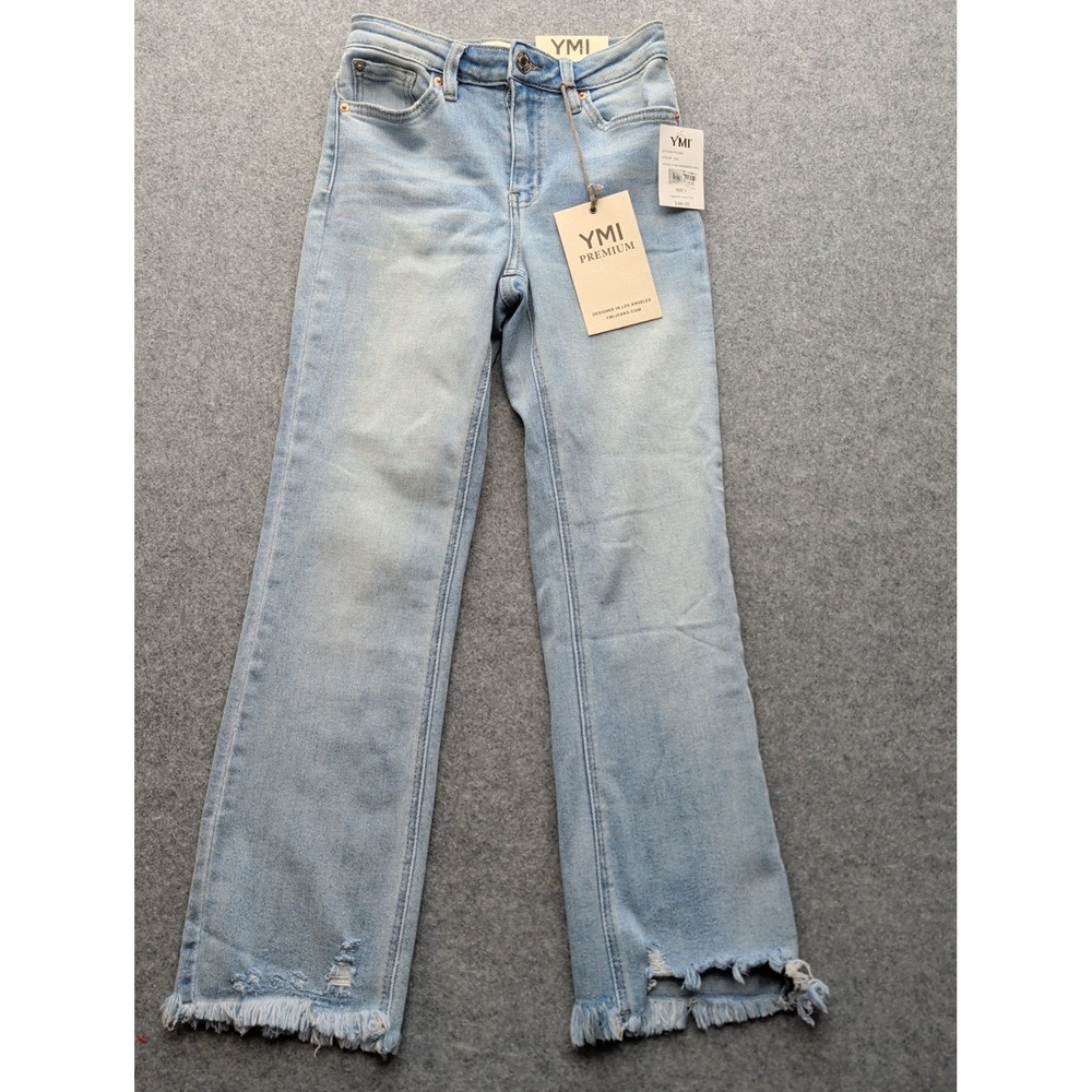 YMI Premium Women's Jessie Jeans High Rise Mini Boot Distressed Size 3/26...